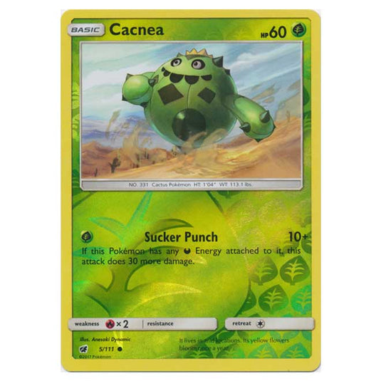 Pokemon - Sun & Moon - Crimson Invasion - (Reverse Holo) - Cacnea - 5/111