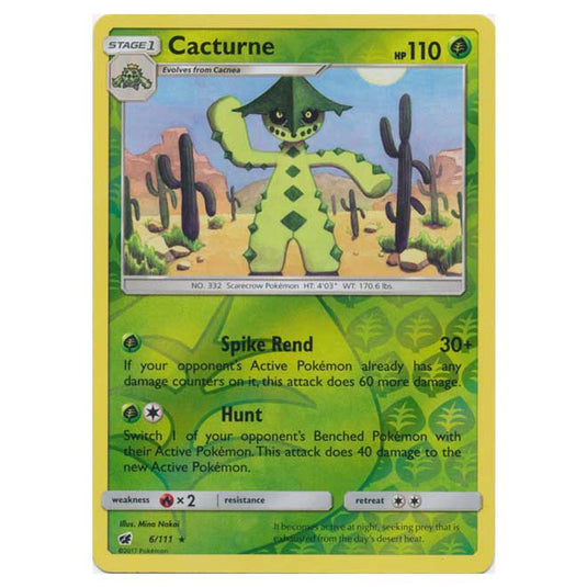 Pokemon - Sun & Moon - Crimson Invasion - (Reverse Holo) - Cacturne - 6/111