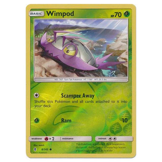 Pokemon - Sun & Moon - Guardians Rising - (Reverse Holo) - Wimpod - 8/145