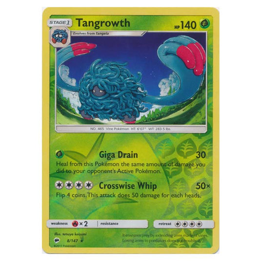 Pokemon - Sun & Moon - Burning Shadows - Tangrowth (Reverse Holo) - 8/147