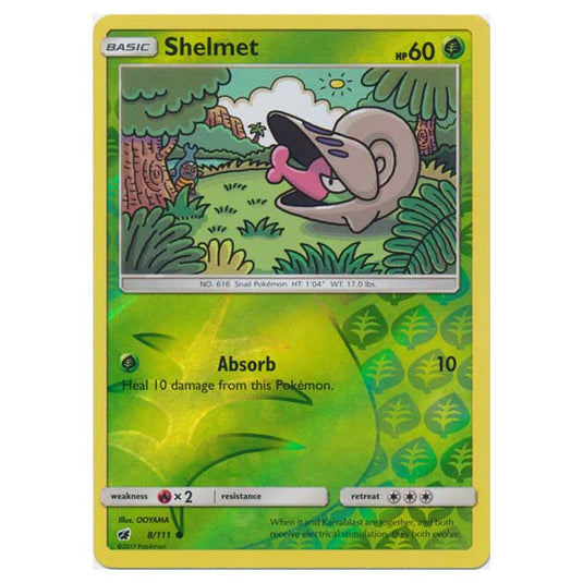 Pokemon - Sun & Moon - Crimson Invasion - (Reverse Holo) - Shelmet - 8/111