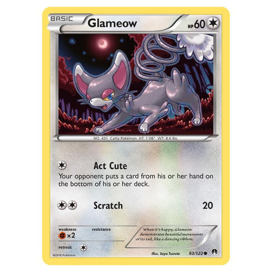 Pokemon - XY - Breakpoint - Glameow - 93/122 (Reverse Holo)