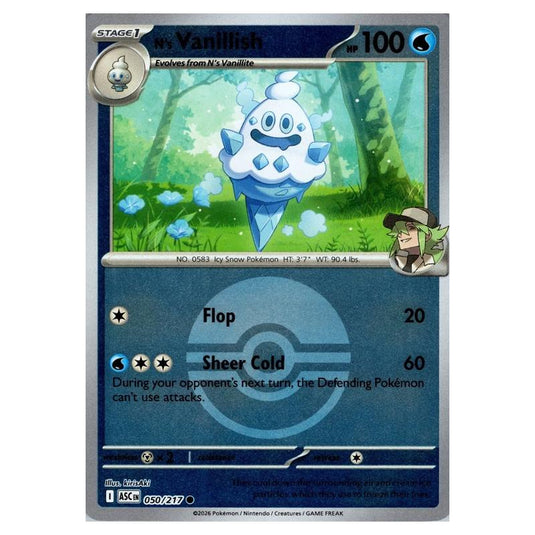 Pokemon - Mega Evolution - Ascended Heroes - Ball & Rocket Reverse Holo - N's Vanillish - 050/217