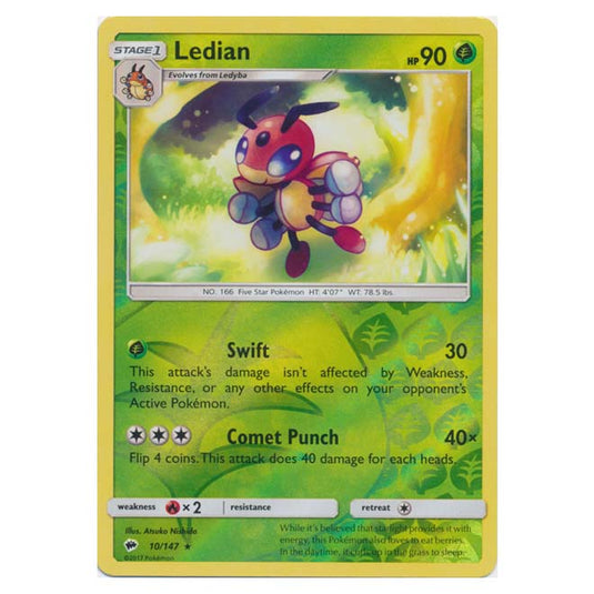 Pokemon - Sun & Moon - Burning Shadows - Ledian (Reverse Holo) - 10/147