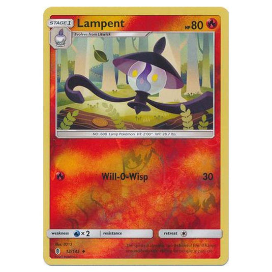 Pokemon - Sun & Moon - Guardians Rising - (Reverse Holo) - Lampent - 12/145