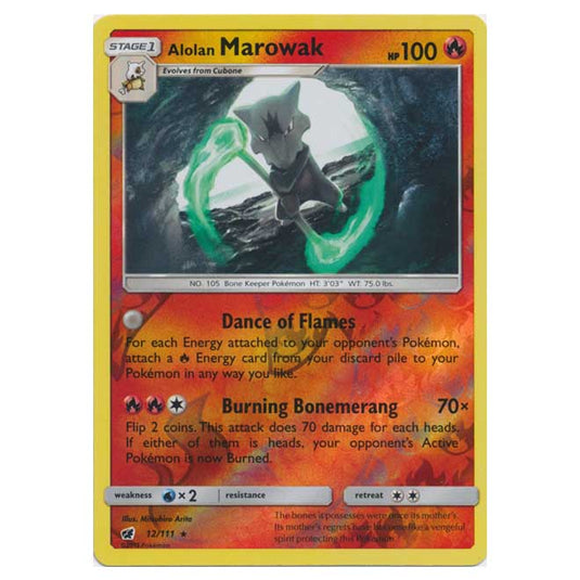 Pokemon - Sun & Moon - Crimson Invasion - (Reverse Holo) - Alolan Marowak - 12/111