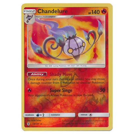 Pokemon - Sun & Moon - Guardians Rising - (Reverse Holo) - Chandelure - 13/145