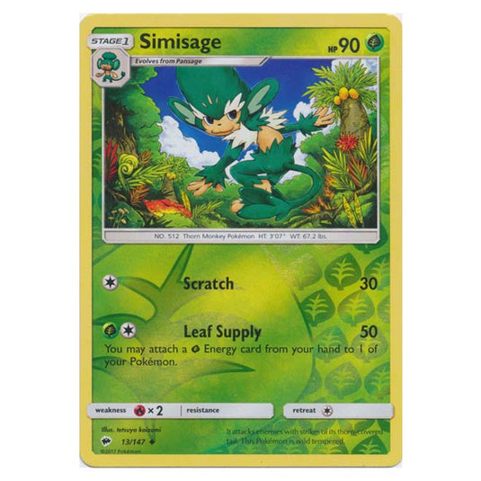 Pokemon - Sun & Moon - Burning Shadows - Simisage (Reverse Holo) - 13/147