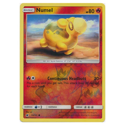 Pokemon - Sun & Moon - Crimson Invasion - (Reverse Holo) - Numel - 13/111