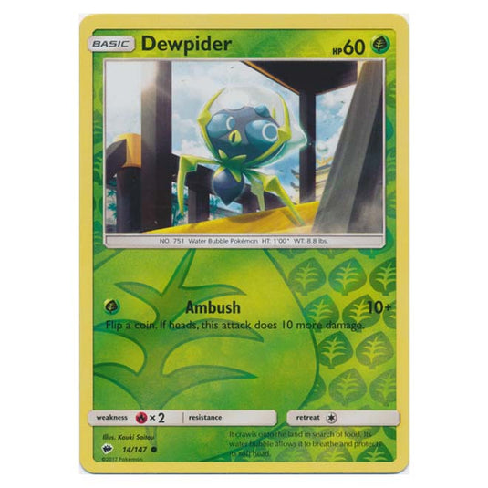 Pokemon - Sun & Moon - Burning Shadows - Dewpider (Reverse Holo) - 14/147