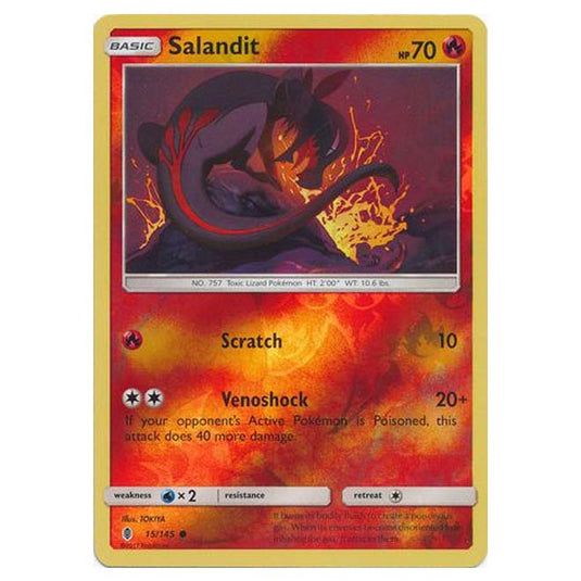 Pokemon - Sun & Moon - Guardians Rising - (Reverse Holo) - Salandit - 15/145