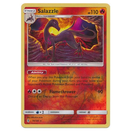 Pokemon - Sun & Moon - Guardians Rising - (Reverse Holo) - Salazzle - 16/145