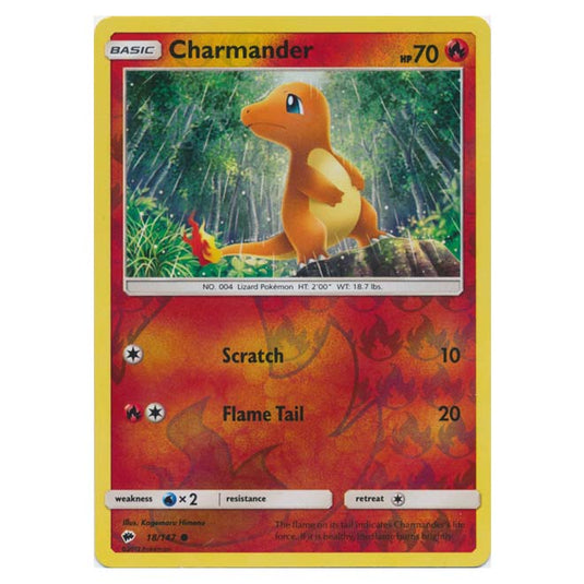 Pokemon - Sun & Moon - Burning Shadows - Charmander (Reverse Holo) - 18/147