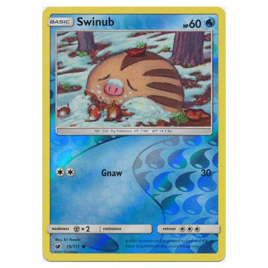 Pokemon - Sun & Moon - Crimson Invasion - (Reverse Holo) - Swinub - 19/111