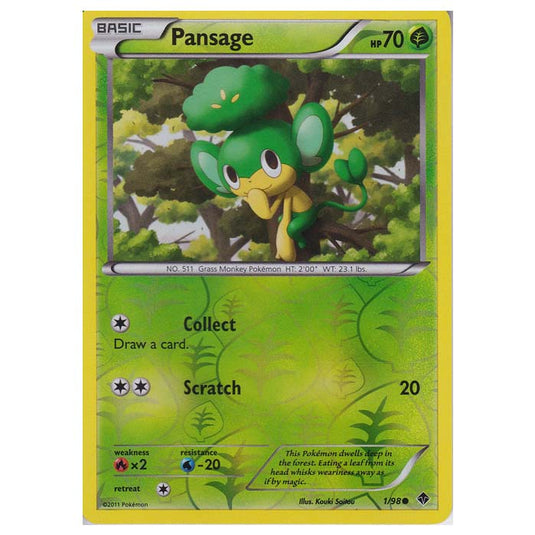 Pokemon - Black & White - Emerging Powers - (Reverse Holo) - Pansage 1/98