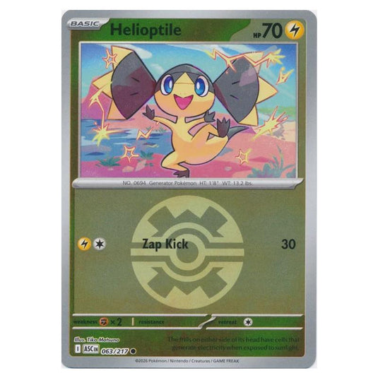 Pokemon - Mega Evolution - Ascended Heroes - Ball & Rocket Reverse Holo - Helioptile - 063/217