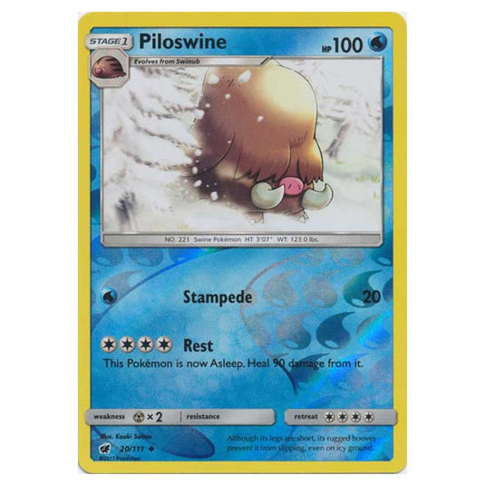 Pokemon - Sun & Moon - Crimson Invasion - (Reverse Holo) - Piloswine - 20/111