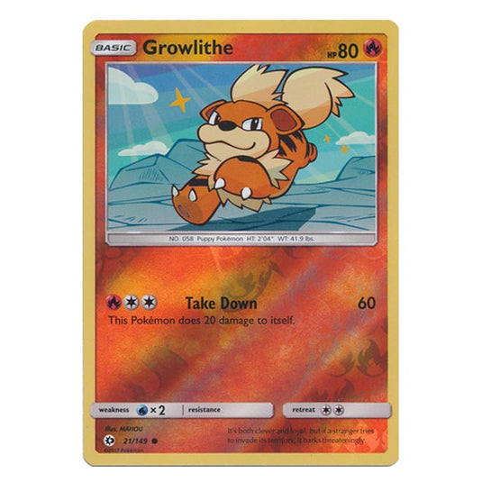 Pokemon - Sun & Moon - Base Set - (Reverse Holo) - Growlithe - 21/149