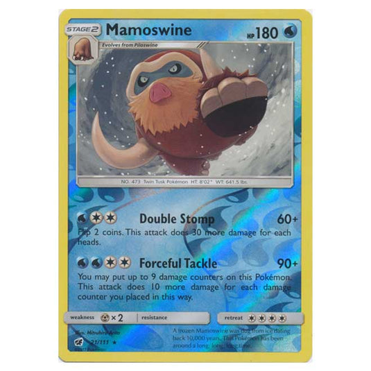 Pokemon - Sun & Moon - Crimson Invasion - (Reverse Holo) - Mamoswine - 21/111