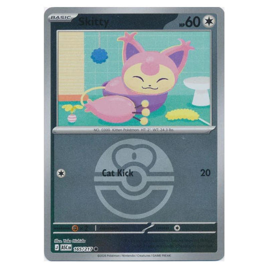 Pokemon - Mega Evolution - Ascended Heroes - Ball & Rocket Reverse Holo - Skitty - 165/217