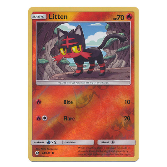 Pokemon - Sun & Moon - Base Set - (Reverse Holo) - Litten - 24/149