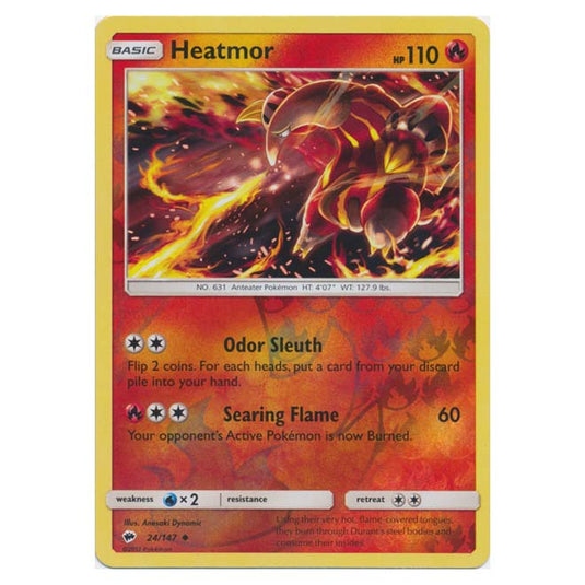 Pokemon - Sun & Moon - Burning Shadows - Heatmor (Reverse Holo) - 24/147