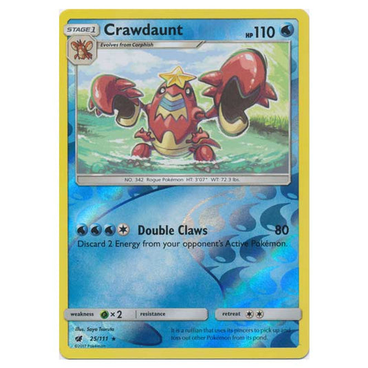 Pokemon - Sun & Moon - Crimson Invasion - (Reverse Holo) - Crawdaunt - 25/111