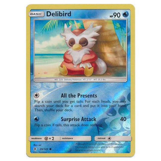 Pokemon - Sun & Moon - Guardians Rising - (Reverse Holo) - Delibird - 26/145