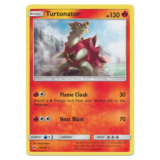 Pokemon - Sun & Moon - Burning Shadows - Turtonator - 26/147