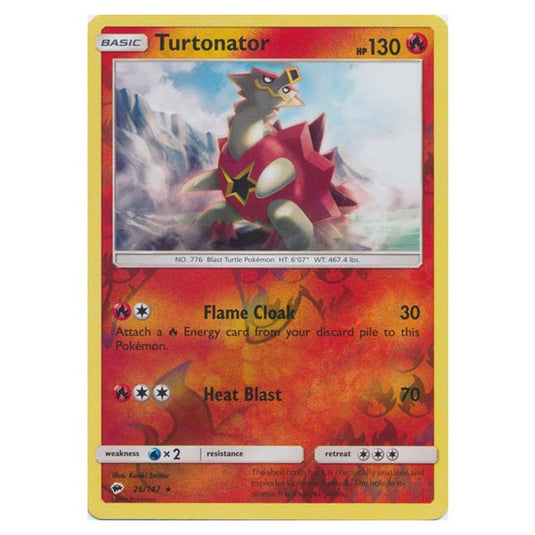 Pokemon - Sun & Moon - Burning Shadows - Turtonator (Reverse Holo) - 26/147