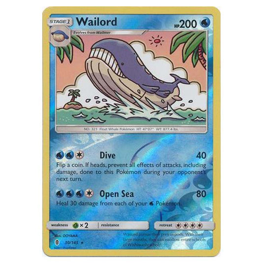 Pokemon - Sun & Moon - Guardians Rising - (Reverse Holo) - Wailord - 30/145