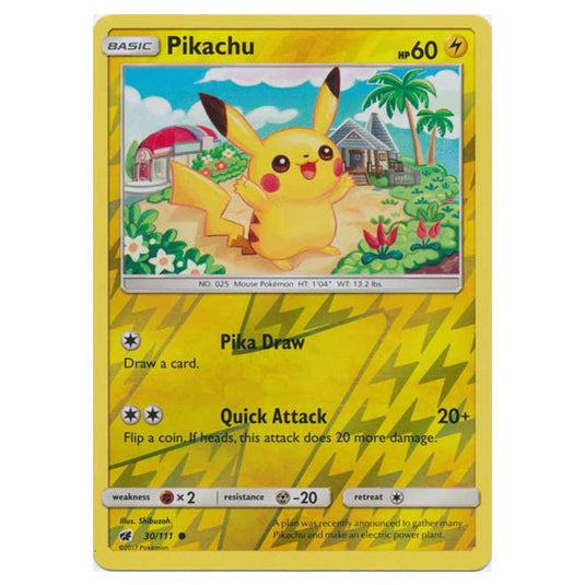 Pokemon - Sun & Moon - Crimson Invasion - (Reverse Holo) - Pikachu - 30/111