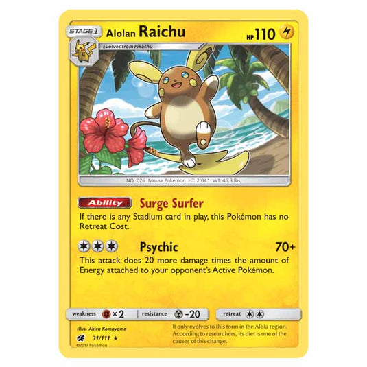 Pokemon - Sun & Moon - Crimson Invasion - Alolan Raichu - 31/111