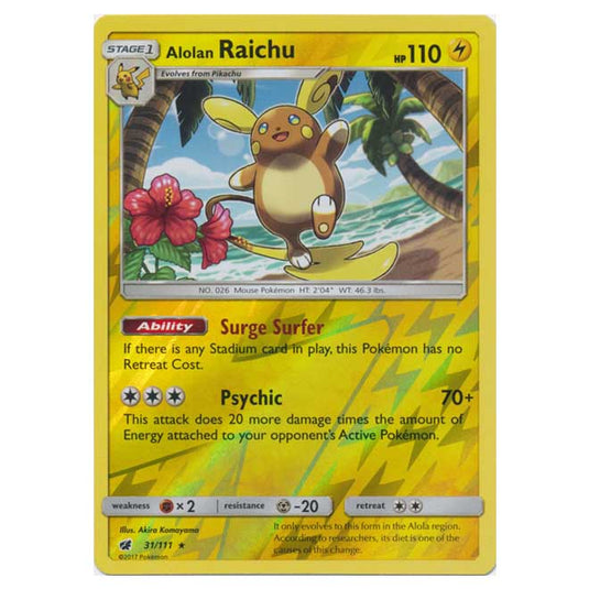 Pokemon - Sun & Moon - Crimson Invasion - (Reverse Holo) - Alolan Raichu - 31/111