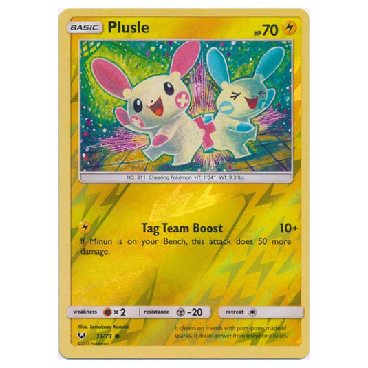 Pokemon - Shining Legends - (Reverse Holo) - Plusle - 33/73