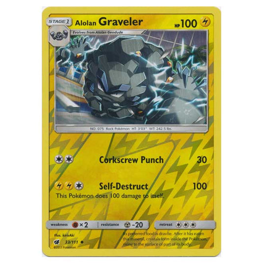 Pokemon - Sun & Moon - Crimson Invasion - (Reverse Holo) - Alolan Graveler - 33/111