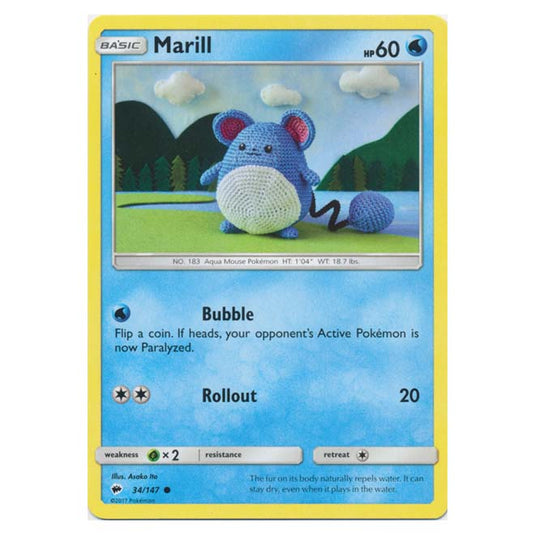 Pokemon - Sun & Moon - Burning Shadows - Marill - 34/147