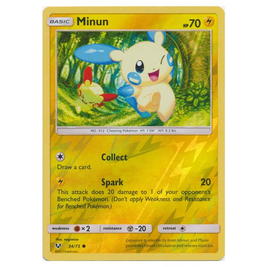 Pokemon - Shining Legends - (Reverse Holo) - Minun - 34/73