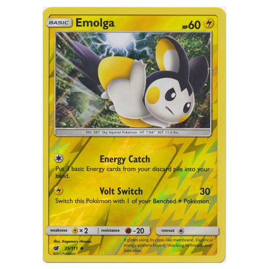 Pokemon - Sun & Moon - Crimson Invasion - (Reverse Holo) - Emolga - 35/111