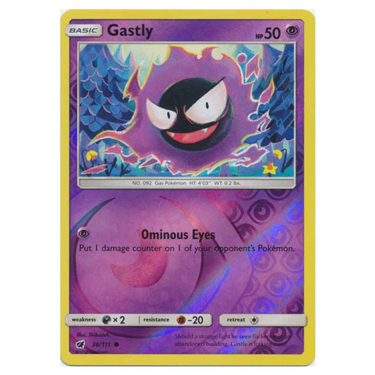 Pokemon - Sun & Moon - Crimson Invasion - (Reverse Holo) - Gastly - 36/111