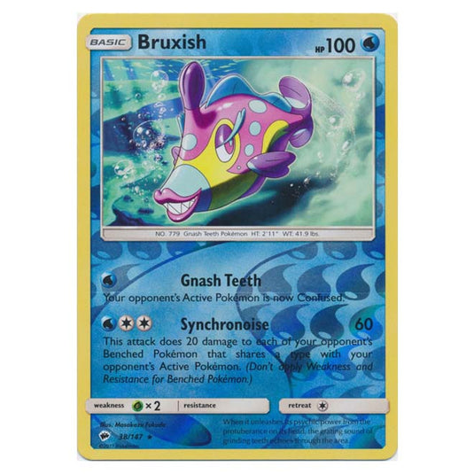 Pokemon - Sun & Moon - Burning Shadows - Bruxish (Reverse Holo) - 38/147