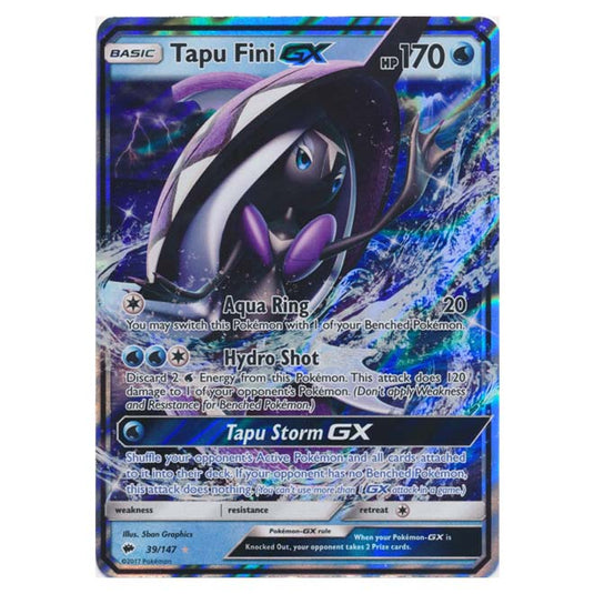 Pokemon - Sun & Moon - Burning Shadows - Tapu Fini-GX - 39/147