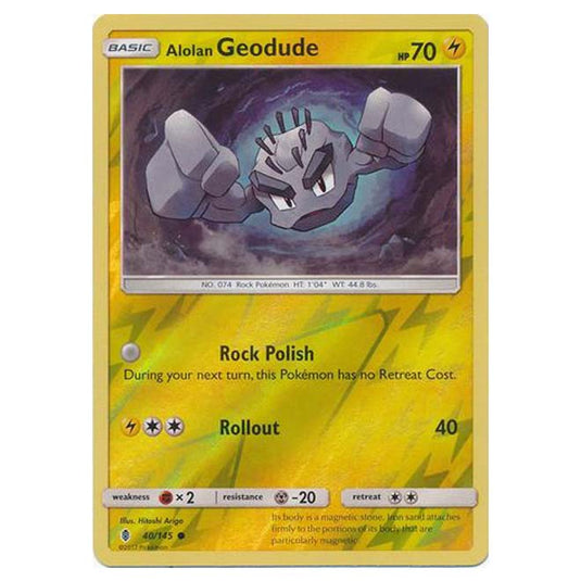 Pokemon - Sun & Moon - Guardians Rising - (Reverse Holo) - Alolan Geodude - 40/145