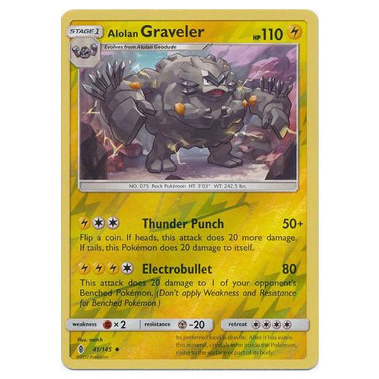 Pokemon - Sun & Moon - Guardians Rising - (Reverse Holo) - Alolan Graveler - 41/145