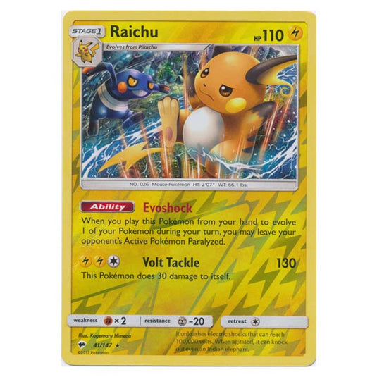 Pokemon - Sun & Moon - Burning Shadows - Raichu (Reverse Holo) - 41/147