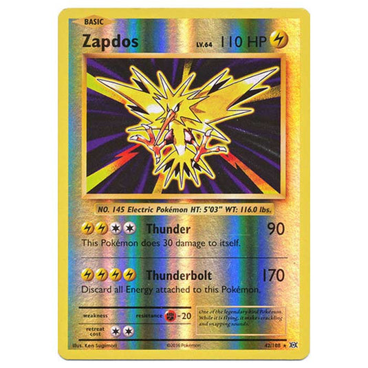 Pokemon - XY Evolutions - (Reverse Holo) - Zapdos - 42/108