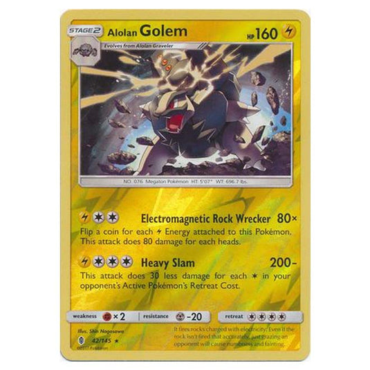 Pokemon - Sun & Moon - Guardians Rising - (Reverse Holo) - Alolan Golem - 42/145