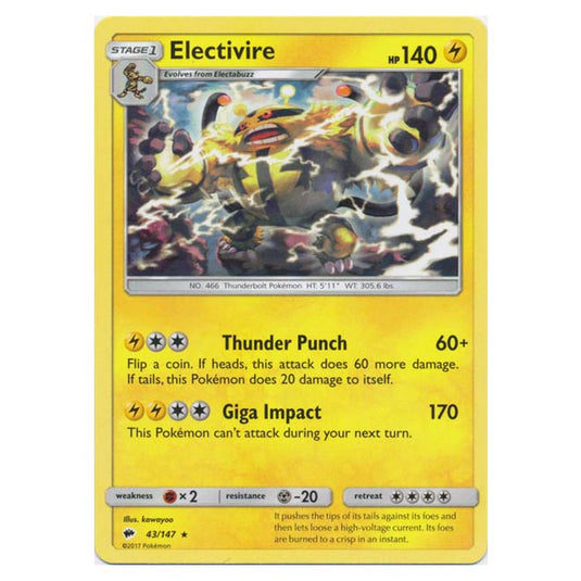 Pokemon - Sun & Moon - Burning Shadows - Electivire - 43/147