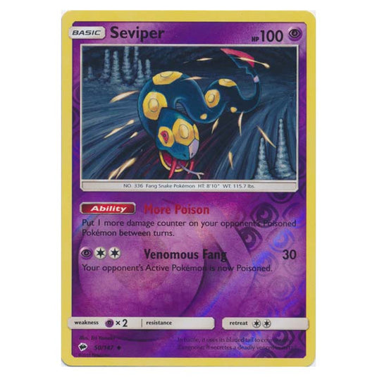 Pokemon - Sun & Moon - Burning Shadows - Seviper (Reverse Holo) - 50/147