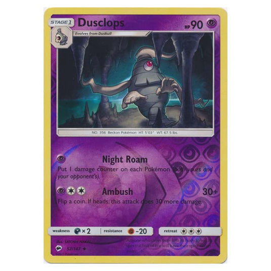 Pokemon - Sun & Moon - Burning Shadows - Dusclops (Reverse Holo) - 52/147